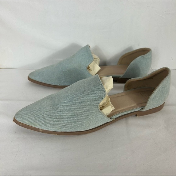 ASOS Mule Flats Slip on Pointed Toe 2 Piece Denim Chambray Preppy Slide on Shoe - Picture 1 of 14